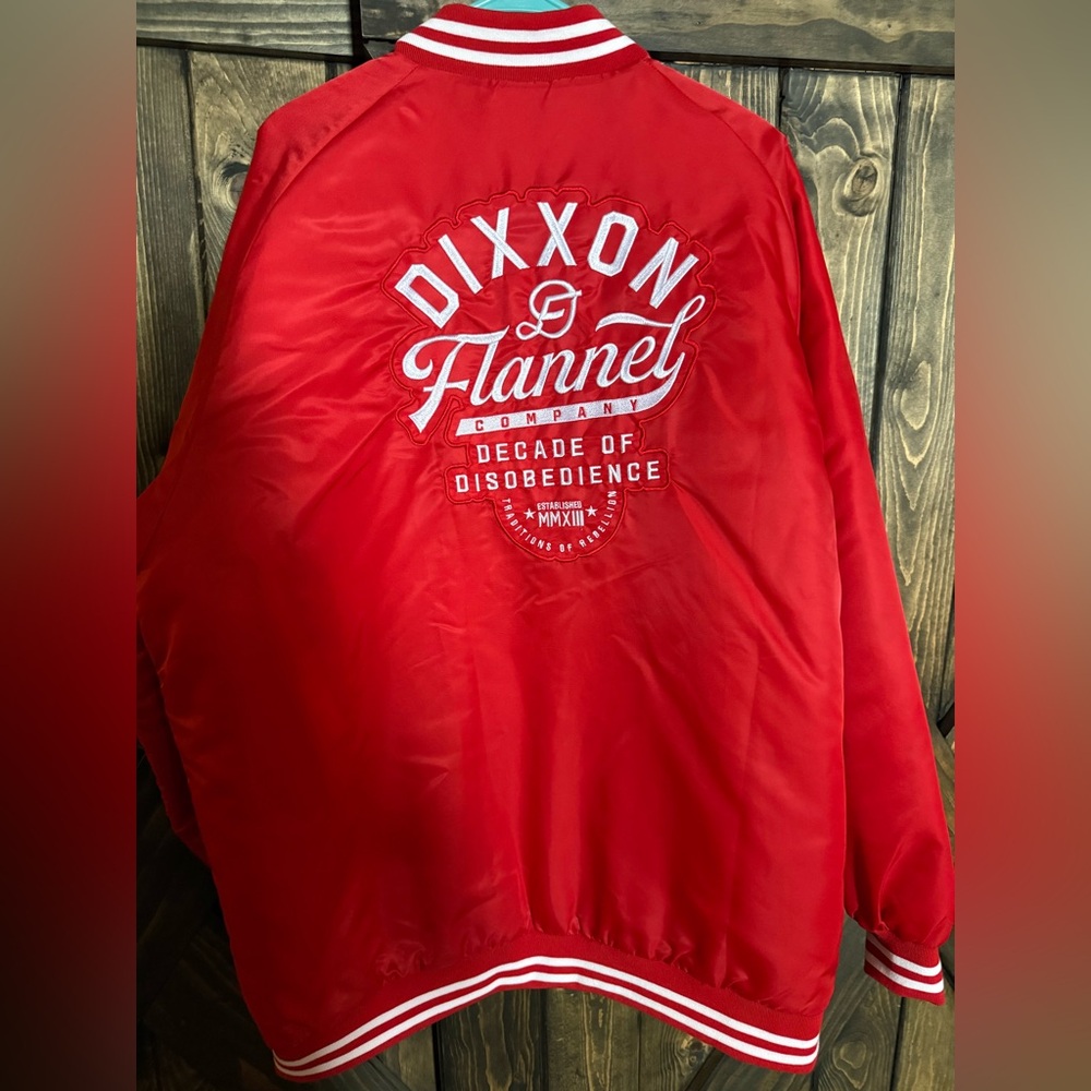 DIXXON “PASTIME” NYLON VARSITY JACKET - RED - Men’s 3XL - Picture 8 of 10